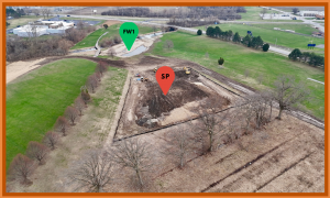 Designed wetlands near Hole 5 and spoil pile.